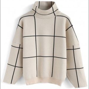 Grid Turtleneck Sweater